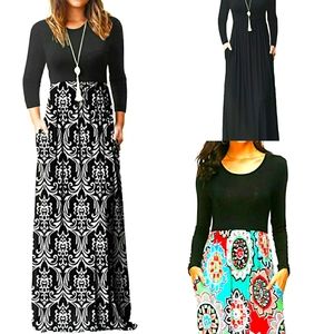 3 GRECERELLE
 Long Sleeve Loose Dresses w/pockets